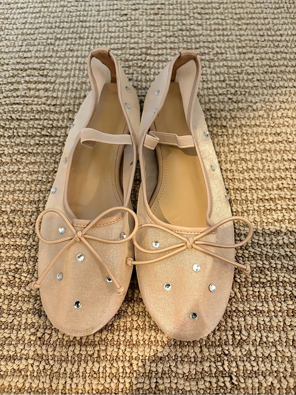 Embellished Ballet Flats in Pink US 8